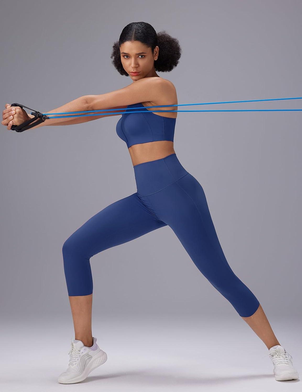 imagebaleaf Sweatleaf Womens Zip Front Closure Sports Bras Racerback Padded High Impact Yoga Workout Running BraNavy Blue
