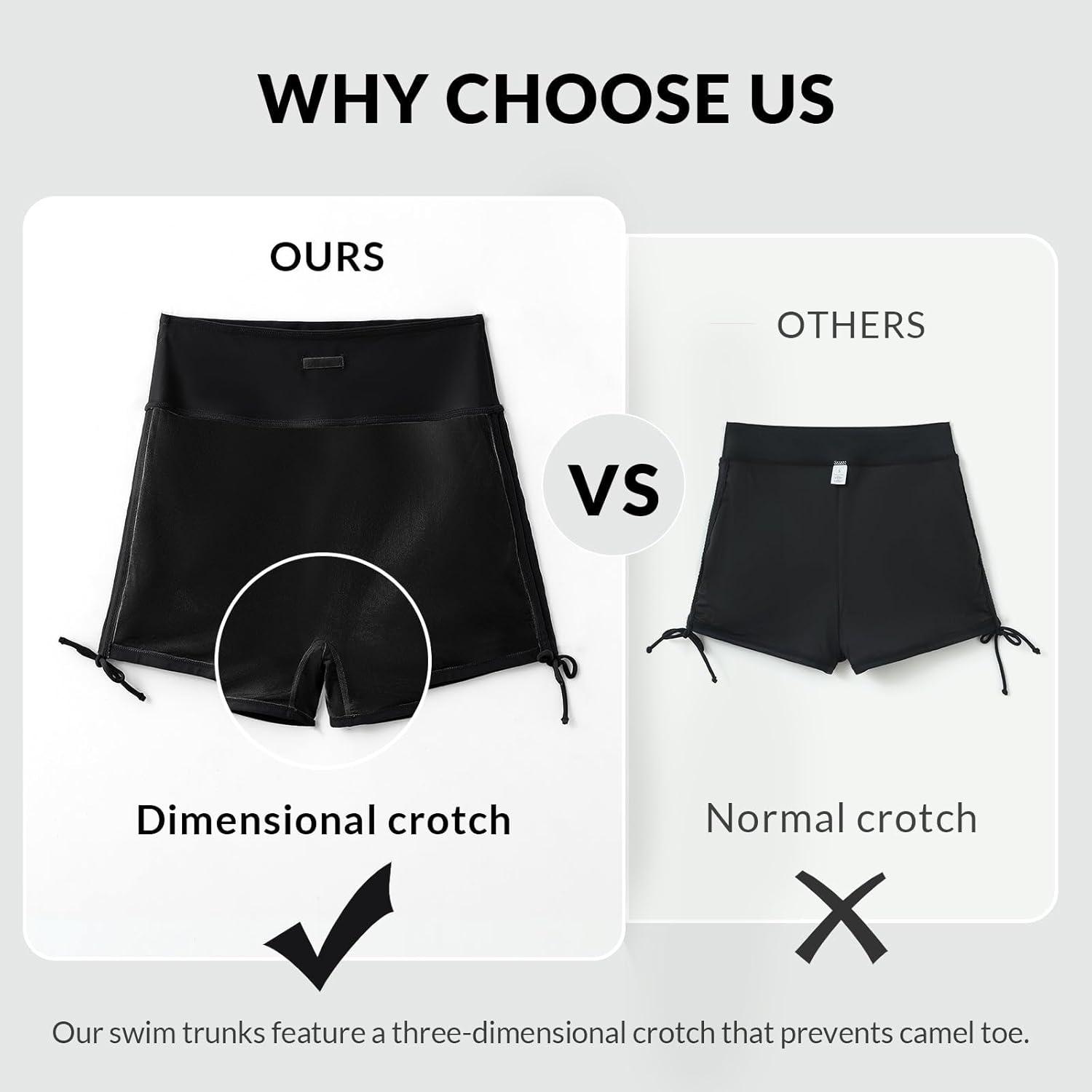 imagebaleaf Womens 3quot High Waisted Swim Shorts Tummy Control Swimsuit Bottoms Ruched Side Board Shorts with PocketBlack