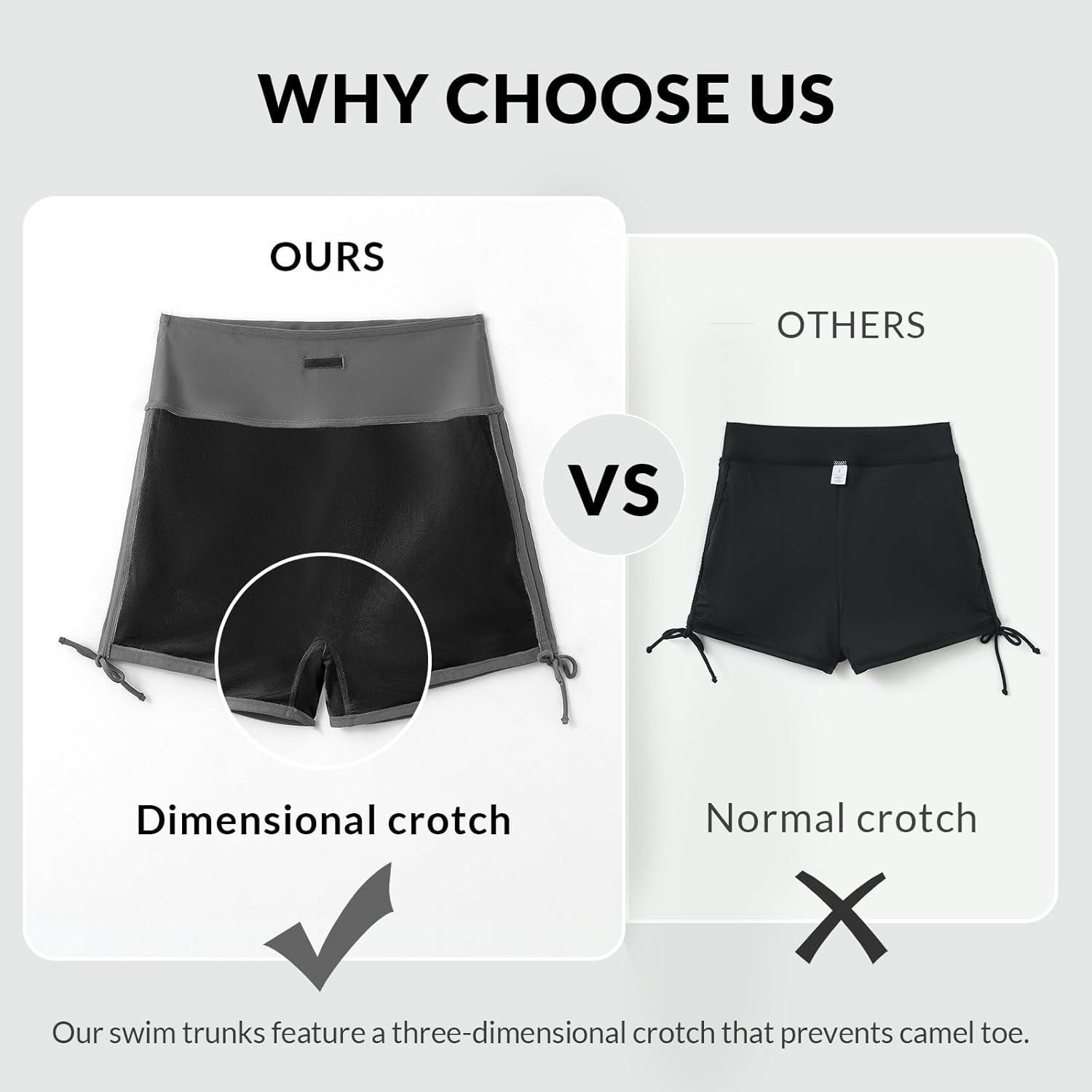 imagebaleaf Womens 3quot High Waisted Swim Shorts Tummy Control Swimsuit Bottoms Ruched Side Board Shorts with PocketDark Gray