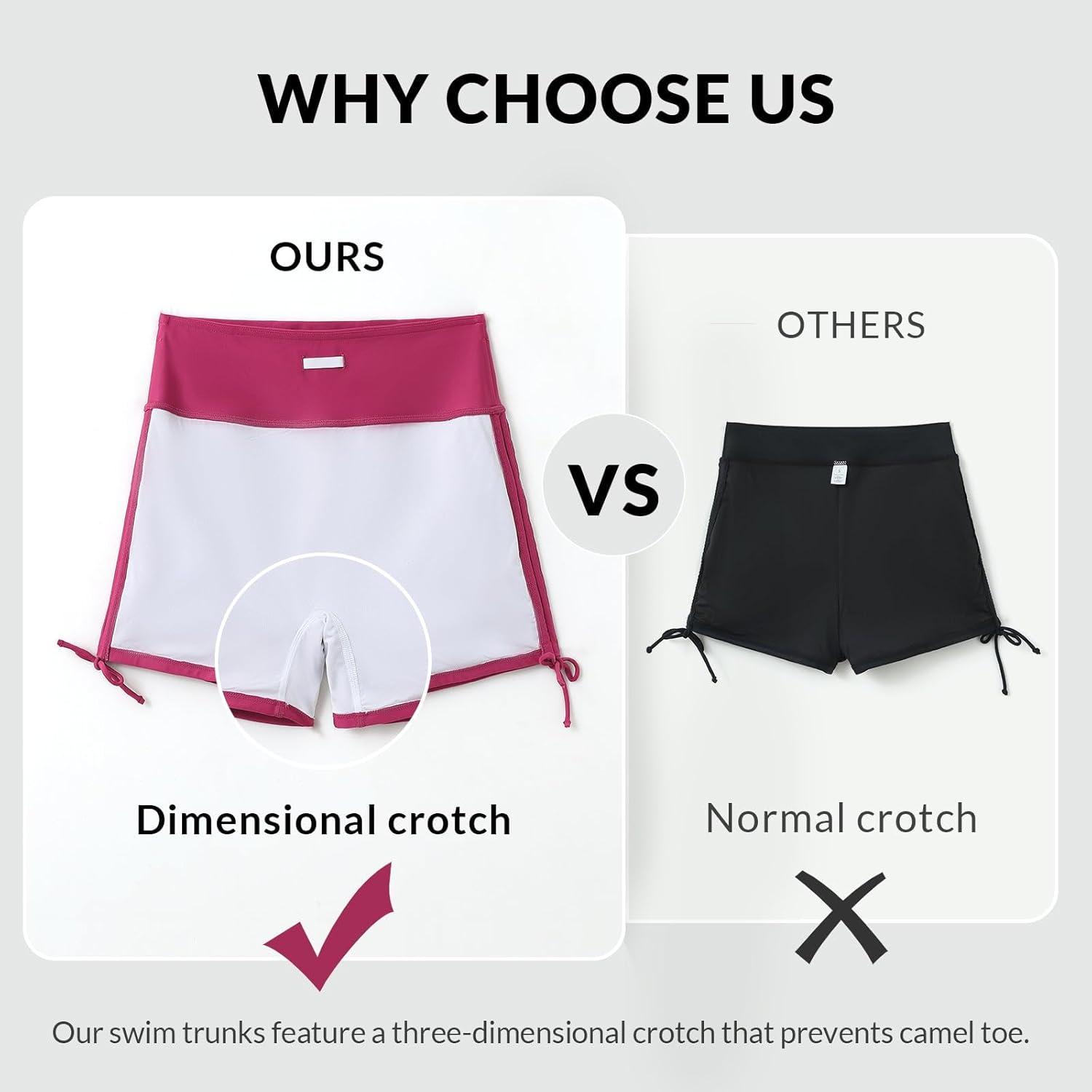 imagebaleaf Womens 3quot High Waisted Swim Shorts Tummy Control Swimsuit Bottoms Ruched Side Board Shorts with PocketPink