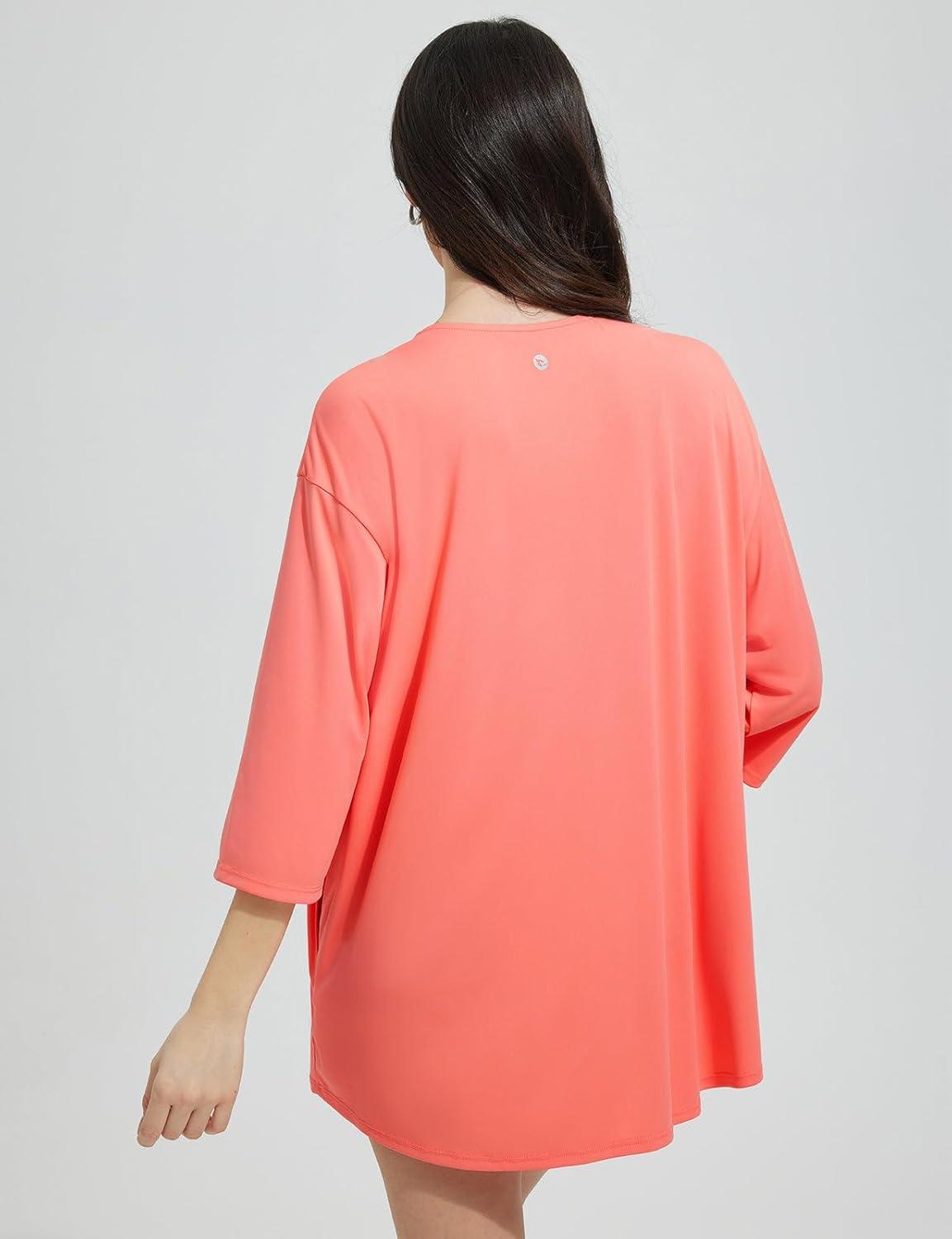 imagebaleaf Womens Beach Cover Up UPF 50 2025 Lightweight Cardigan 34 Sleeve Sun Shirts SPF Sun Wrap with PocketPink