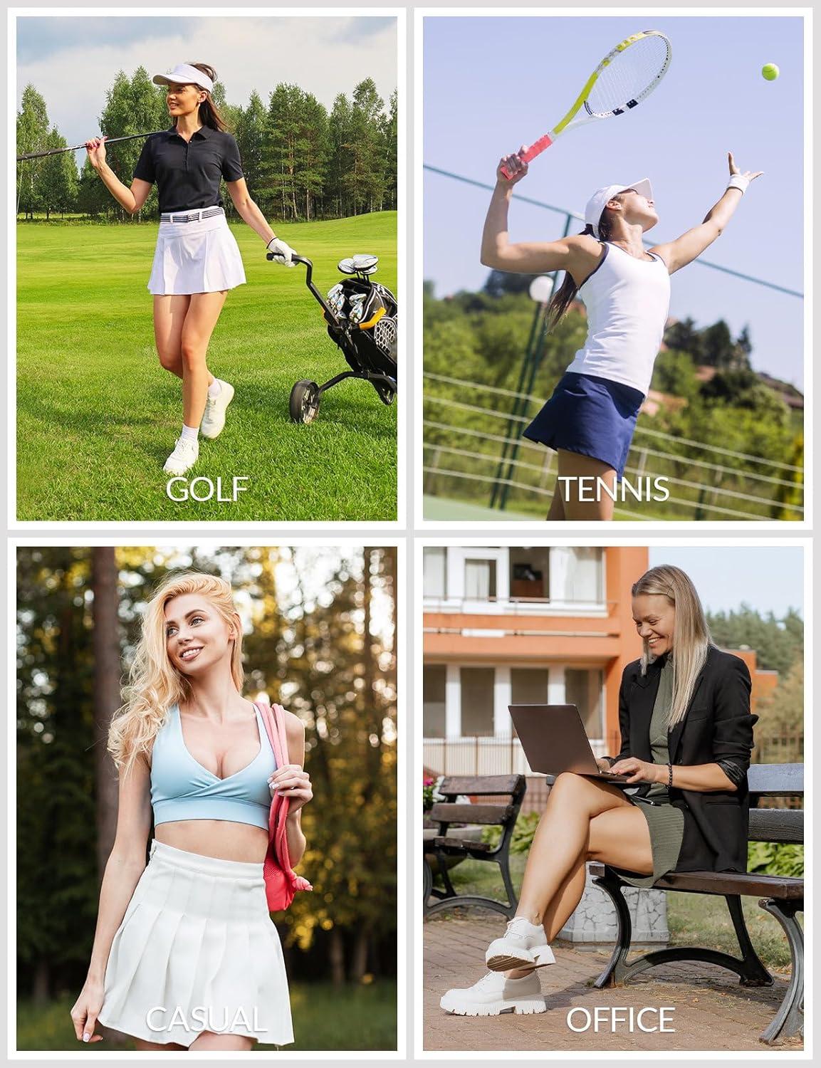 imagebaleaf Womens Golf Skirts with 5 Pockets High Waisted Skorts Tennis Athletic Running Casual Khaki M