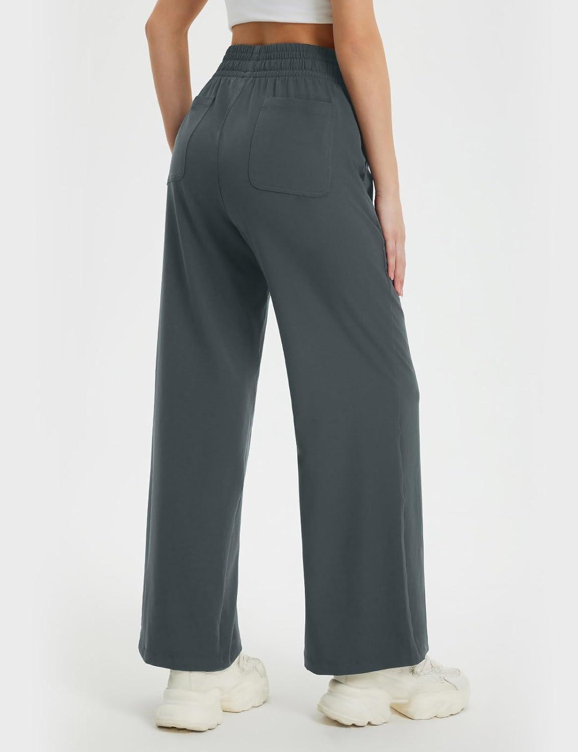imagebaleaf Womens Hiking Pants Travel Wide Leg Pants with Pockts UPF 50 Loose Lightweight Water Resistant WorkDark Gray