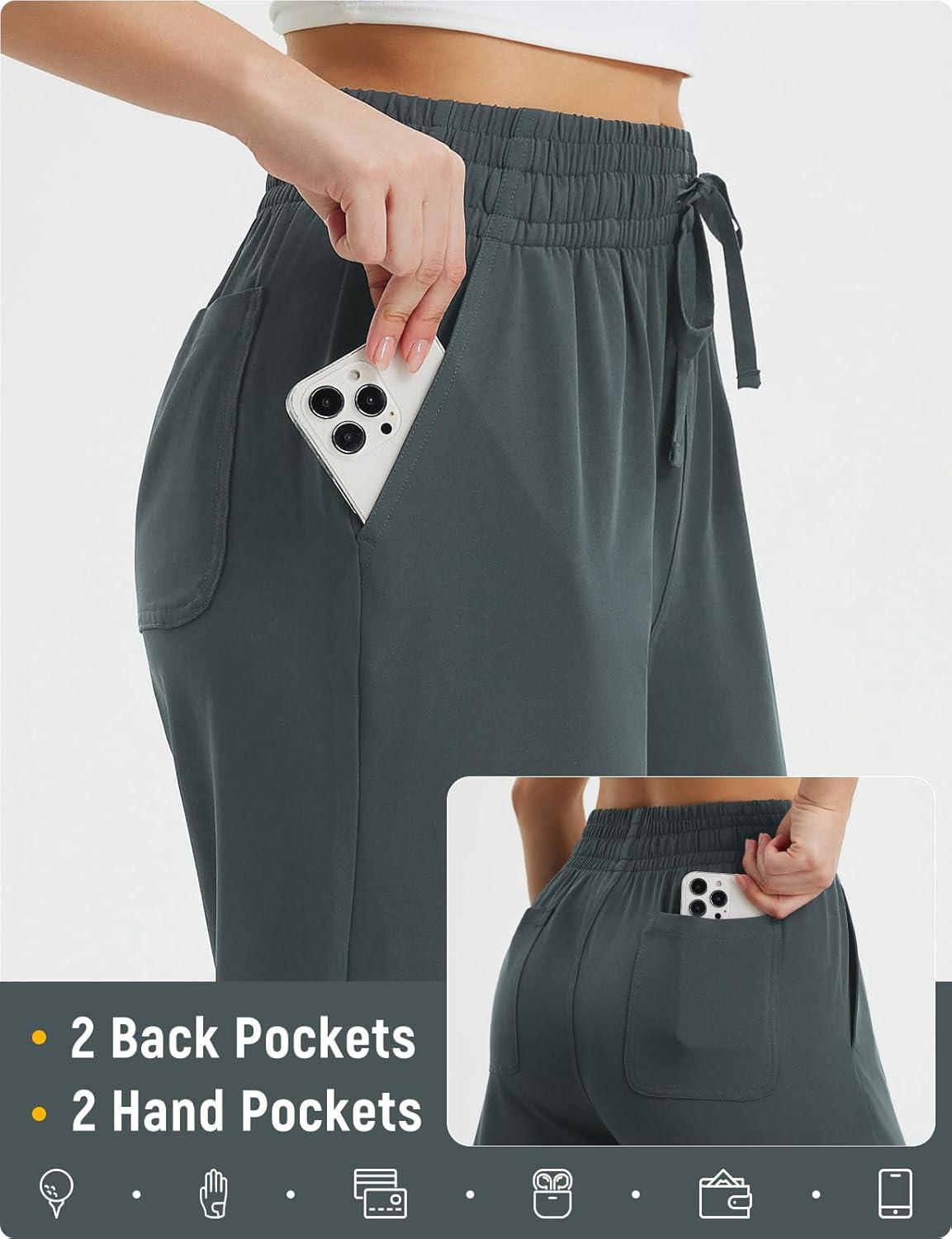 imagebaleaf Womens Hiking Pants Travel Wide Leg Pants with Pockts UPF 50 Loose Lightweight Water Resistant WorkDark Gray
