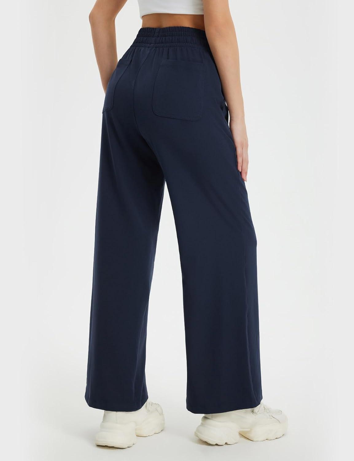 imagebaleaf Womens Hiking Pants Travel Wide Leg Pants with Pockts UPF 50 Loose Lightweight Water Resistant WorkNavy Blue
