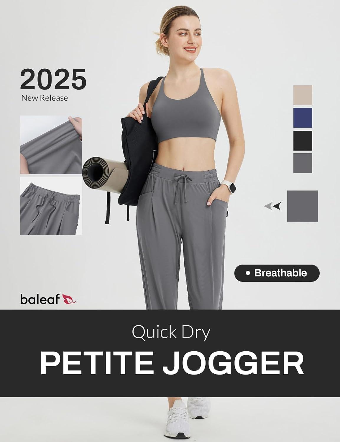 imagebaleaf Womens Petite Joggers Capri Sweatpants Drawstring Track Pants Travel Lounge Cropped Pants with PocketsDark Grey