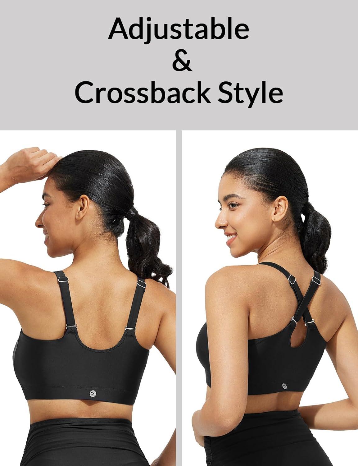 imagebaleaf Womens Swim Bra High Neck Bikini Tops Adjustable Bathing Suit Tops Sports Bra Removable PaddedBlack