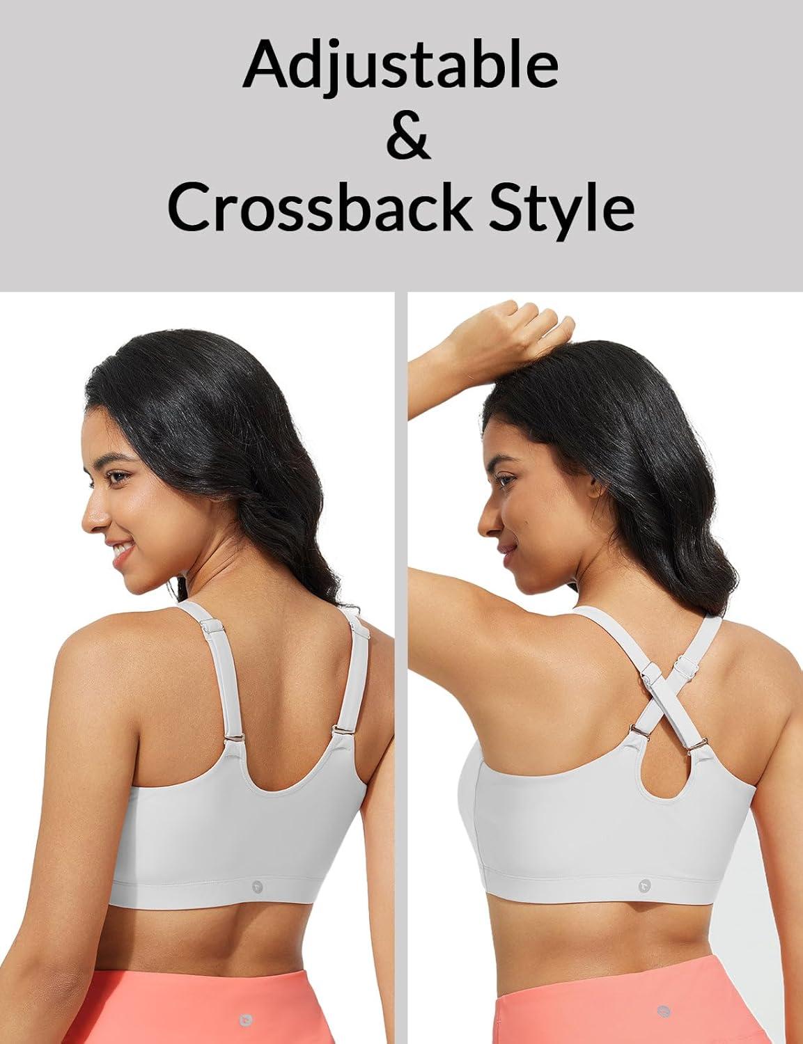 imagebaleaf Womens Swim Bra High Neck Bikini Tops Adjustable Bathing Suit Tops Sports Bra Removable PaddedStar White