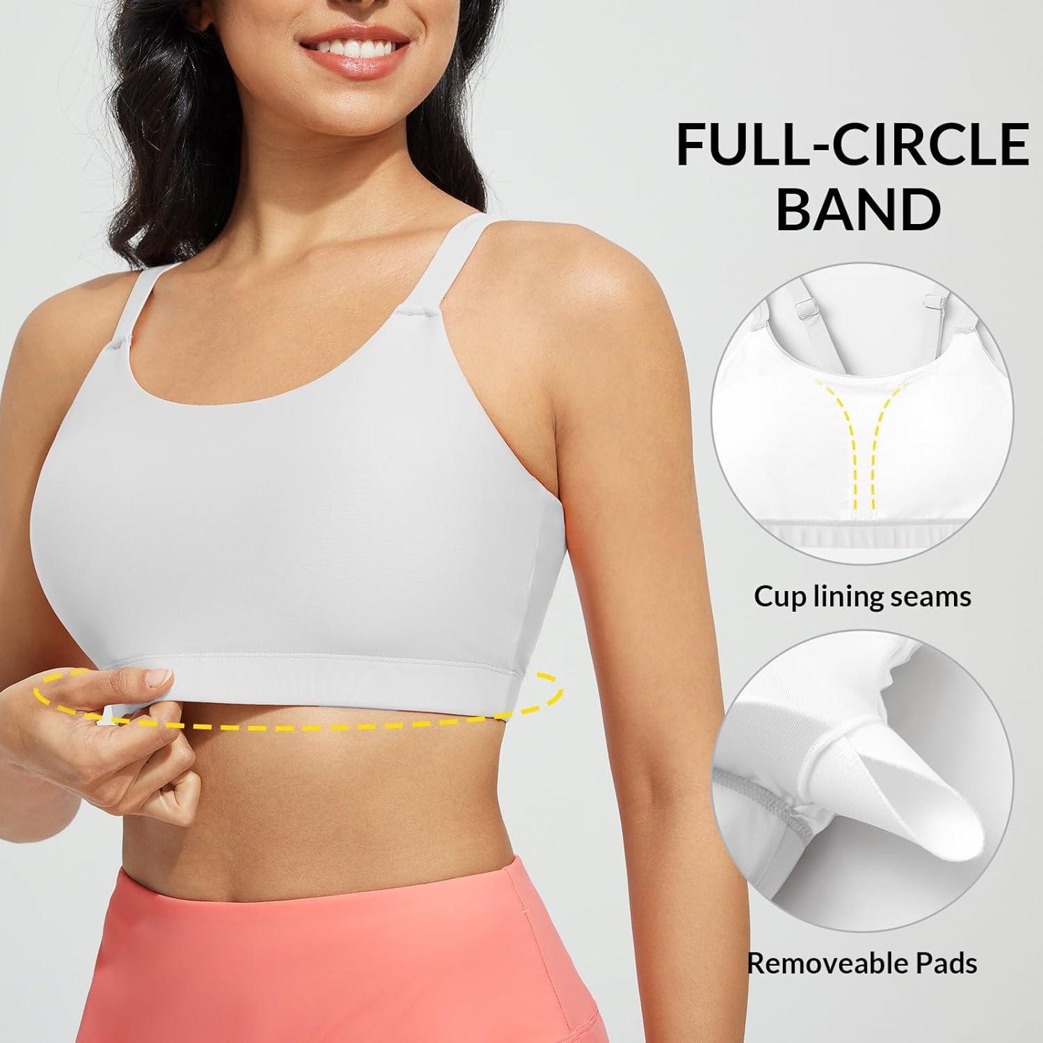 imagebaleaf Womens Swim Bra High Neck Bikini Tops Adjustable Bathing Suit Tops Sports Bra Removable PaddedStar White