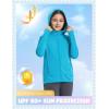 imagebaleaf Girls UPF 50 Rash Guard Sun Jacket Hoodie SPF UV Protection Full Zip Swim Shirts Long Sleeve for KidsAqua Blue