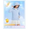 imagebaleaf Girls UPF 50 Rash Guard Sun Jacket Hoodie SPF UV Protection Full Zip Swim Shirts Long Sleeve for KidsLight Blue