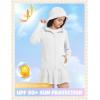imagebaleaf Girls UPF 50 Rash Guard Sun Jacket Hoodie SPF UV Protection Full Zip Swim Shirts Long Sleeve for KidsWhite