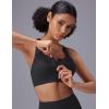 imagebaleaf Sweatleaf Womens Zip Front Closure Sports Bras Racerback Padded High Impact Yoga Workout Running BraBlack