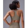 imagebaleaf Sweatleaf Womens Zip Front Closure Sports Bras Racerback Padded High Impact Yoga Workout Running BraKhaki