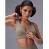 imagebaleaf Sweatleaf Womens Zip Front Closure Sports Bras Racerback Padded High Impact Yoga Workout Running BraKhaki
