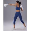 imagebaleaf Sweatleaf Womens Zip Front Closure Sports Bras Racerback Padded High Impact Yoga Workout Running BraNavy Blue