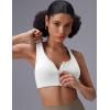 imagebaleaf Sweatleaf Womens Zip Front Closure Sports Bras Racerback Padded High Impact Yoga Workout Running BraWhite