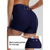 imagebaleaf Womens 3quot High Waisted Swim Shorts Tummy Control Swimsuit Bottoms Ruched Side Board Shorts with PocketNavy Blue