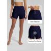 imagebaleaf Womens 3quot High Waisted Swim Shorts Tummy Control Swimsuit Bottoms Ruched Side Board Shorts with PocketNavy Blue