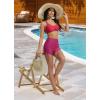 imagebaleaf Womens 3quot High Waisted Swim Shorts Tummy Control Swimsuit Bottoms Ruched Side Board Shorts with PocketPink