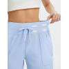 imagebaleaf Womens 7quot Athletic Running Shorts Long Workout Shorts High Waisted Quick Dry 4 Zipper Pockets UPF50Light Blue