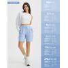 imagebaleaf Womens 7quot Athletic Running Shorts Long Workout Shorts High Waisted Quick Dry 4 Zipper Pockets UPF50Light Blue