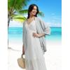 imagebaleaf Womens Beach Cover Up UPF 50 2025 Lightweight Cardigan 34 Sleeve Sun Shirts SPF Sun Wrap with PocketLight Gray