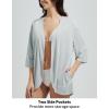 imagebaleaf Womens Beach Cover Up UPF 50 2025 Lightweight Cardigan 34 Sleeve Sun Shirts SPF Sun Wrap with PocketLight Gray