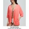 imagebaleaf Womens Beach Cover Up UPF 50 2025 Lightweight Cardigan 34 Sleeve Sun Shirts SPF Sun Wrap with PocketPink