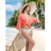 imagebaleaf Womens Beach Cover Up UPF 50 2025 Lightweight Cardigan 34 Sleeve Sun Shirts SPF Sun Wrap with PocketPink