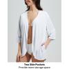 imagebaleaf Womens Beach Cover Up UPF 50 2025 Lightweight Cardigan 34 Sleeve Sun Shirts SPF Sun Wrap with PocketWhite