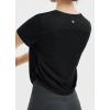 imagebaleaf Womens Cropped Workout Tops Short Sleeve Athletic Running Shirts Loose Fit Quick Dry Yoga TShirts UPF 50Black