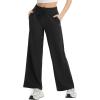 imagebaleaf Womens Hiking Pants Travel Wide Leg Pants with Pockts UPF 50 Loose Lightweight Water Resistant WorkBlack