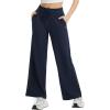 imagebaleaf Womens Hiking Pants Travel Wide Leg Pants with Pockts UPF 50 Loose Lightweight Water Resistant WorkNavy Blue