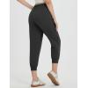 imagebaleaf Womens Petite Joggers Capri Sweatpants Drawstring Track Pants Travel Lounge Cropped Pants with PocketsBlack
