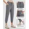 imagebaleaf Womens Petite Joggers Capri Sweatpants Drawstring Track Pants Travel Lounge Cropped Pants with PocketsDark Grey