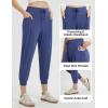 imagebaleaf Womens Petite Joggers Capri Sweatpants Drawstring Track Pants Travel Lounge Cropped Pants with PocketsNavy Blue