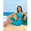imagebaleaf Womens Quick Dry Swim Pants with Liner 15quot Long Swim Capris UPF50 Swimming Beach Pants with PocketsAqua Blue