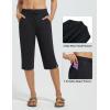 imagebaleaf Womens Quick Dry Swim Pants with Liner 15quot Long Swim Capris UPF50 Swimming Beach Pants with PocketsBlack