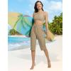 imagebaleaf Womens Quick Dry Swim Pants with Liner 15quot Long Swim Capris UPF50 Swimming Beach Pants with PocketsBrown