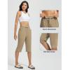 imagebaleaf Womens Quick Dry Swim Pants with Liner 15quot Long Swim Capris UPF50 Swimming Beach Pants with PocketsBrown