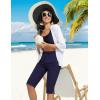 imagebaleaf Womens Quick Dry Swim Pants with Liner 15quot Long Swim Capris UPF50 Swimming Beach Pants with PocketsNavy Blue