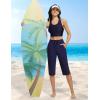 imagebaleaf Womens Quick Dry Swim Pants with Liner 15quot Long Swim Capris UPF50 Swimming Beach Pants with PocketsNavy Blue