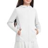 imagebaleaf Girls UPF 50 Rash Guard Sun Jacket Hoodie SPF UV Protection Full Zip Swim Shirts Long Sleeve for KidsWhite