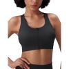 imagebaleaf Sweatleaf Womens Zip Front Closure Sports Bras Racerback Padded High Impact Yoga Workout Running BraBlack
