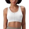imagebaleaf Sweatleaf Womens Zip Front Closure Sports Bras Racerback Padded High Impact Yoga Workout Running BraWhite