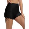 imagebaleaf Womens 3quot High Waisted Swim Shorts Tummy Control Swimsuit Bottoms Ruched Side Board Shorts with PocketBlack