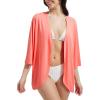imagebaleaf Womens Beach Cover Up UPF 50 2025 Lightweight Cardigan 34 Sleeve Sun Shirts SPF Sun Wrap with PocketPink
