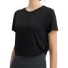 imagebaleaf Womens Cropped Workout Tops Short Sleeve Athletic Running Shirts Loose Fit Quick Dry Yoga TShirts UPF 50Black