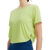 imagebaleaf Womens Cropped Workout Tops Short Sleeve Athletic Running Shirts Loose Fit Quick Dry Yoga TShirts UPF 50Lime Green